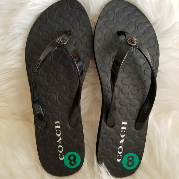 women's coach flip flops black